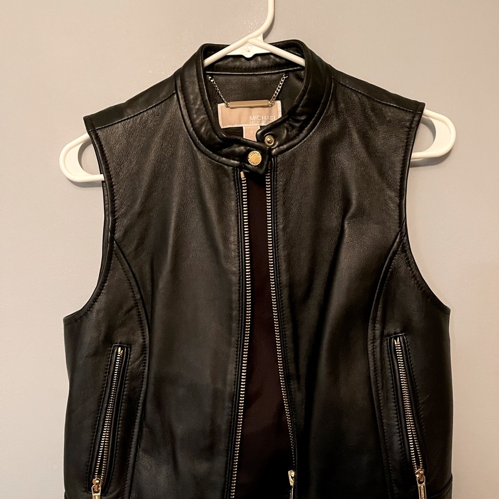 Michael Kors Leather moto vest!